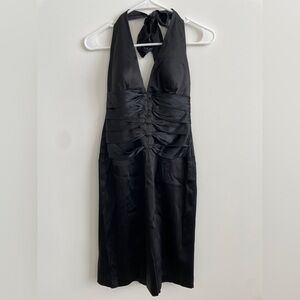 Cache Black Ruffle Tie Knee Length Dress Black